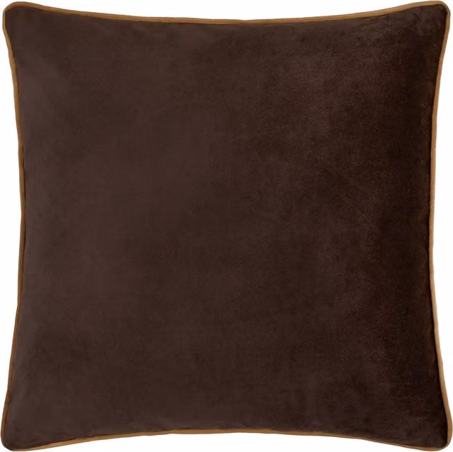 Make It A Home Meridian Velvet Piped Square Cushion in Brown, W: 55 cm