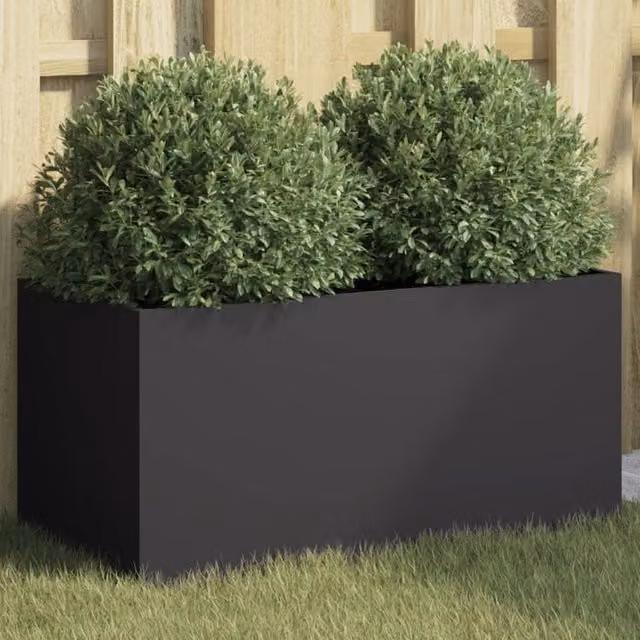 Berkfield Home Steel Planter Tub, Black, W: 62 cm, D: 30 cm, H: 29 cm