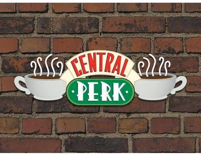 Friends Central Perk Typography Canvas Wall Print in Brown and Multicolour – 1