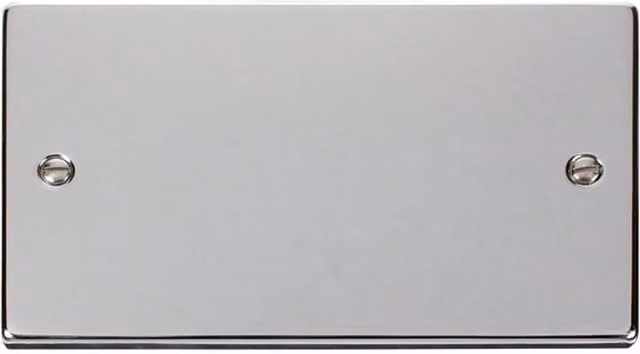 SE Home 2 Gang Blank Plate in Polished Chrome and Metallic Silver