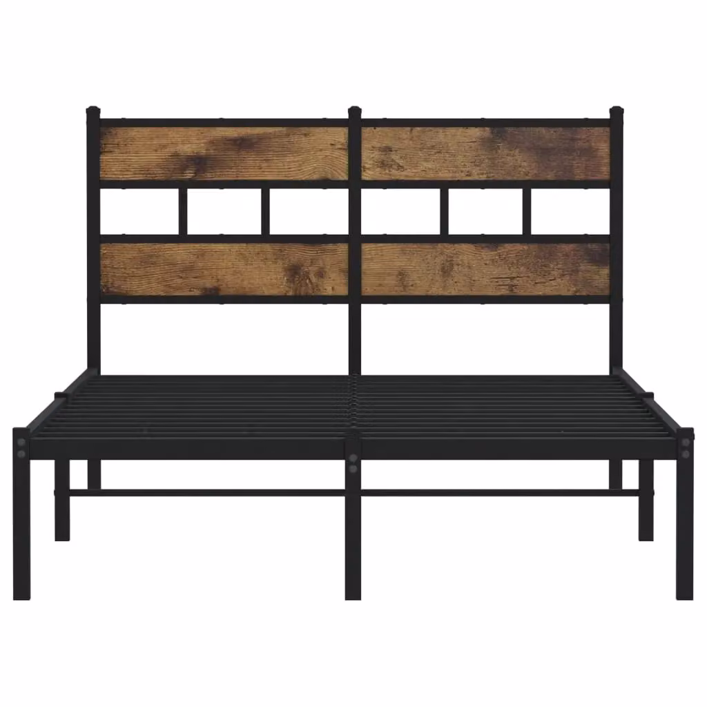 Berkfield Home Metal Bed Frame in Smoked Oak Brown, W/D/H: 120 x 190 cm Small Double – 3