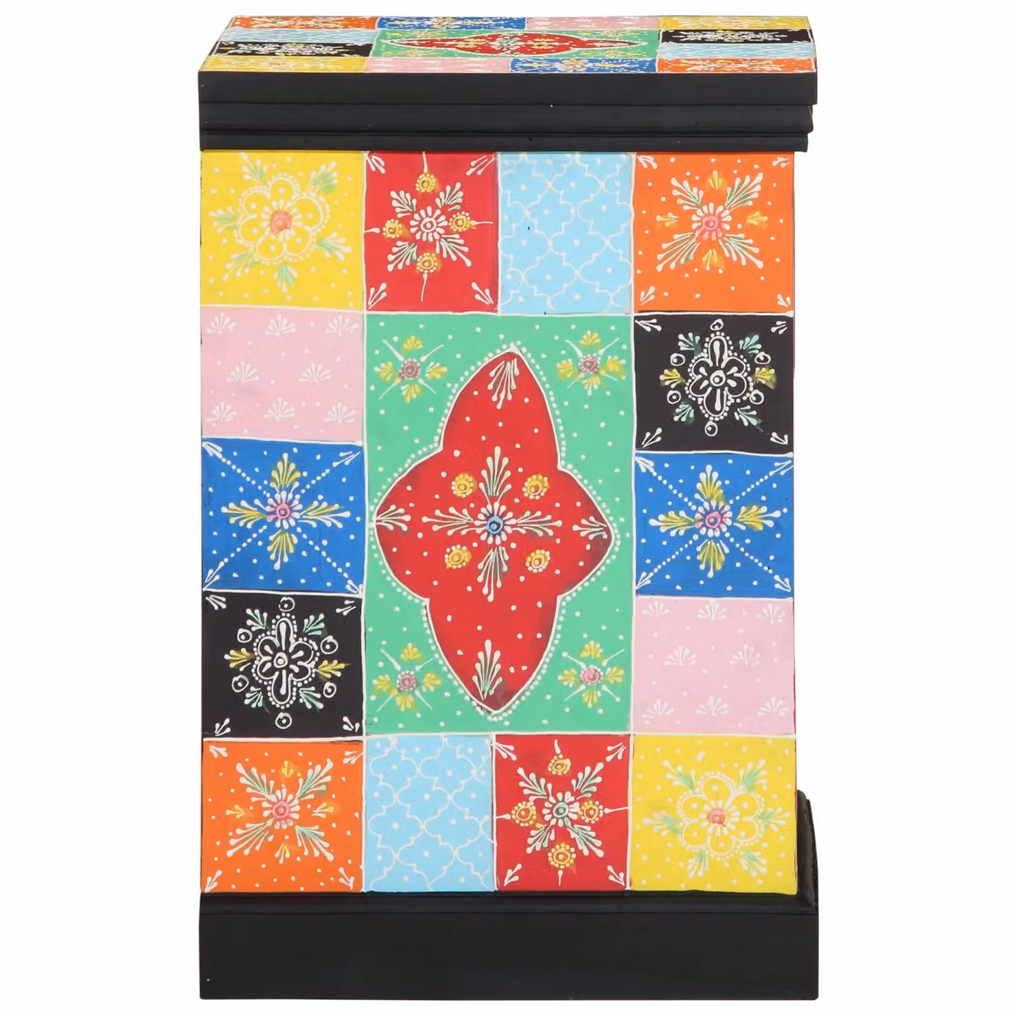 Berkfield Home Multicoloured Geometric Drawer Cabinet in Solid Mango Wood, W/D/H: 40 x 40 x 60 cm – 3