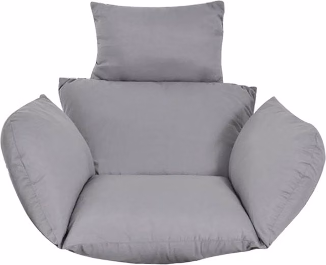 Garden Sanctuary Oval Egg Hanging Chair Cushion Replacement, Grey, Cotton Filled