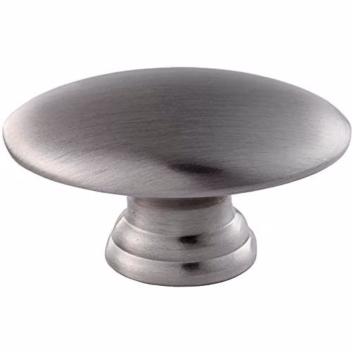 Loops Oval Cabinet Door Knob on Tiered Oval Stem in Brushed Silver