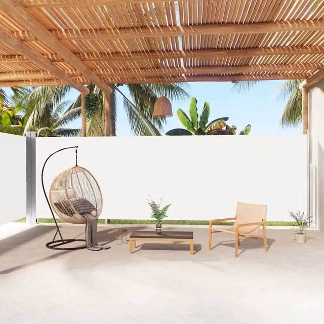 Berkfield Home Retractable Roller Side Awning in Cream, W/H: 1000 x 200 cm