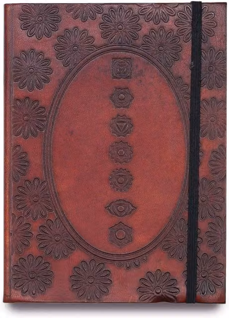 KDMK Chakra Mandala Leather Notebook Cover with Strap in Red