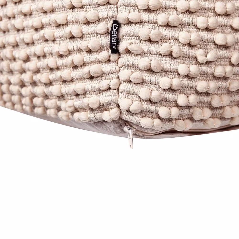 Wyld and Coco Handwoven Cotton Pouf Ottoman in Beige, W/D/H: 50 x 50 x 35 cm – 3