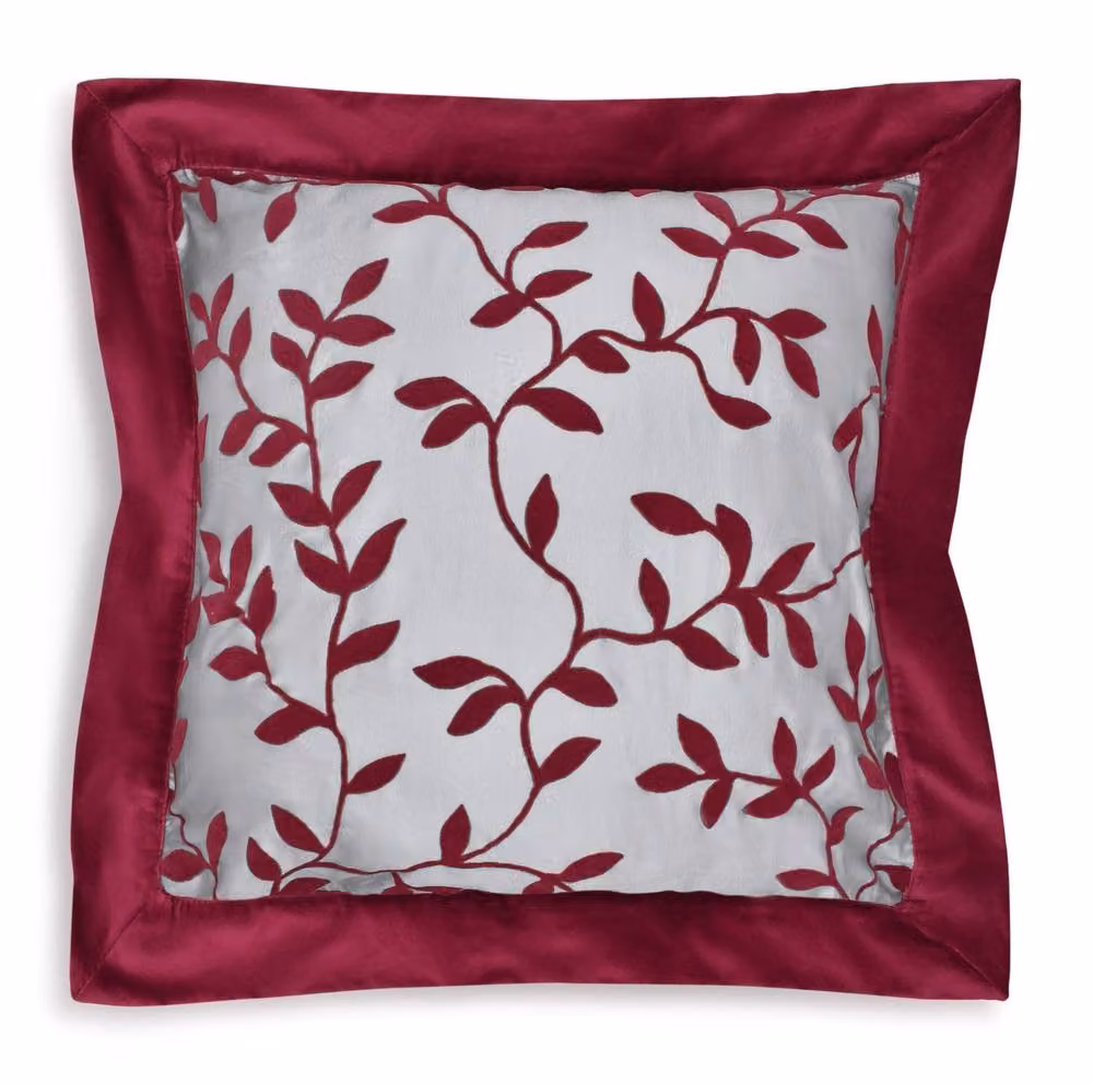 Intimates Romana Burg Filled Cushion with Red Velvet Floral Design, W x D: 43 x 43 cm – 2