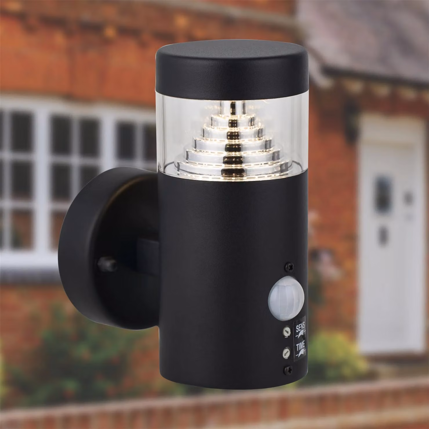 First Choice Lighting Pyramid Set of 2 Black LED Outdoor Motion Sensor Wall Lights – 3