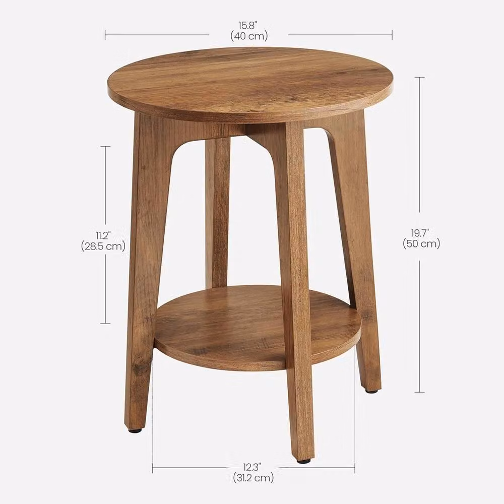 FORGEVIO Modern Round Coffee Table in Honey Brown with Lift Mechanism, W/D/H: 50.0 x 40.0 x 50.0 cm – 3