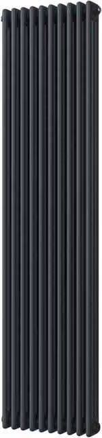 UK Radiators Anthracite Steel 3 Column Vertical Radiator H: 1800 mm, W: 465 mm