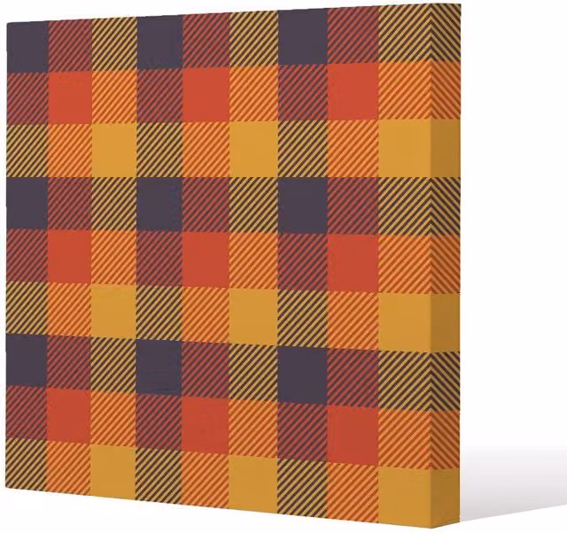 Benjamin Tate Design Orange Check Pattern Abstract Canvas Print, W/H: 20 x 20 cm