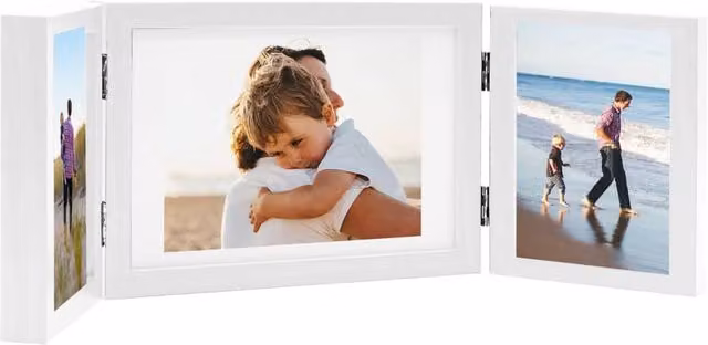 Berkfield Home Trifold Photo Frame Collage in White, W: 28 cm, H: 18 cm