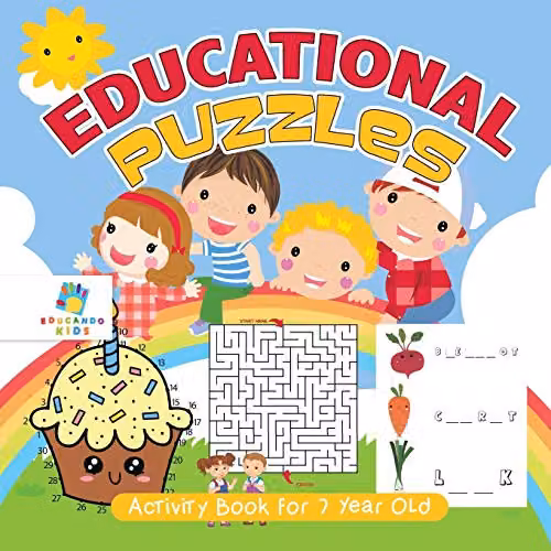 Educando Kids Educational Puzzles Activity Book for 7 Year Olds, Multicolour, 21.59 x 21.59 cm