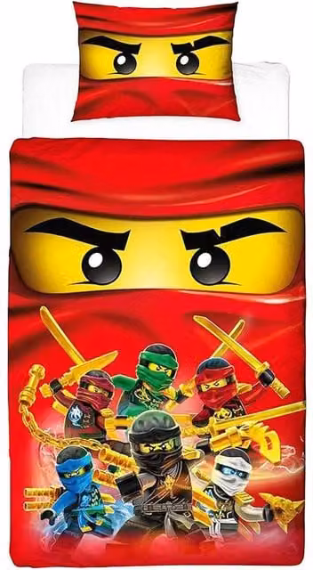 LEGO Ninjago Reversible Duvet Cover and Pillowcase Set, Multicolour, W/D/H: 90 x 200 cm – 1