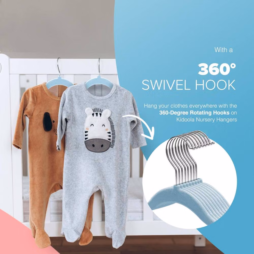 Kidoola 20 Velvet Non-Slip Baby Clothing Hangers in Blue – 2