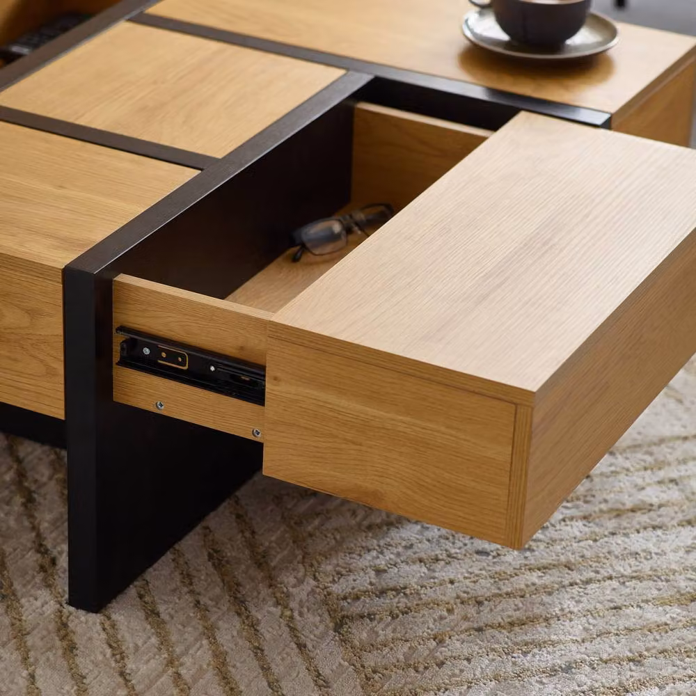 Cheshire Aspen Square Storage Coffee Table in Light Oak Effect Brown, W/D/H: 80 x 80 x 80 cm – 4
