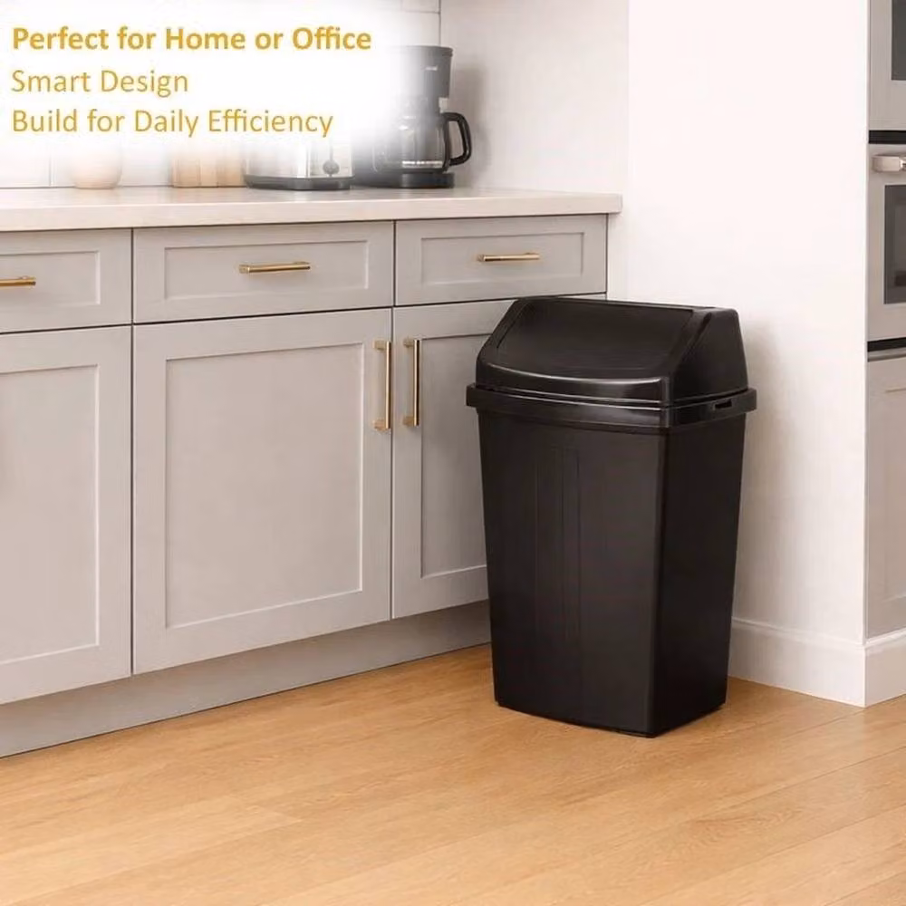 PAWNORA 50 Litre Plastic Swing Lid Kitchen Bin, Black – 5