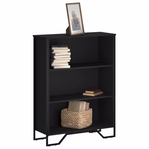 vidaXL Modern Black Bookcase with Back Panel, W/D/H: 80 x 31 x 106 cm – 3