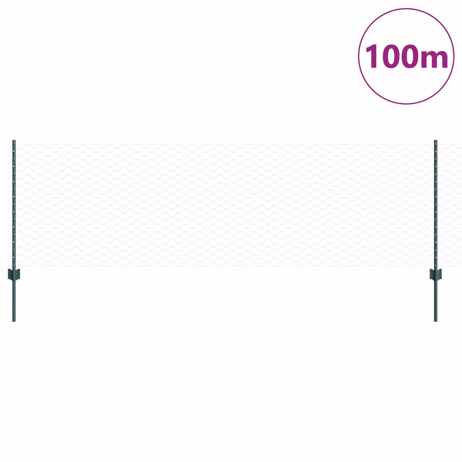 Berkfield Home Green Steel U-Channel Fence Posts and Hexagon Fence Set, 11 x 80 cm Posts and 0.8 x 100 m Fencing – 2