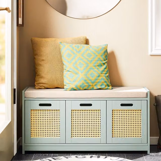 SoBuy Multi Purpose Green Fabric Storage Bench and Shoe Rack