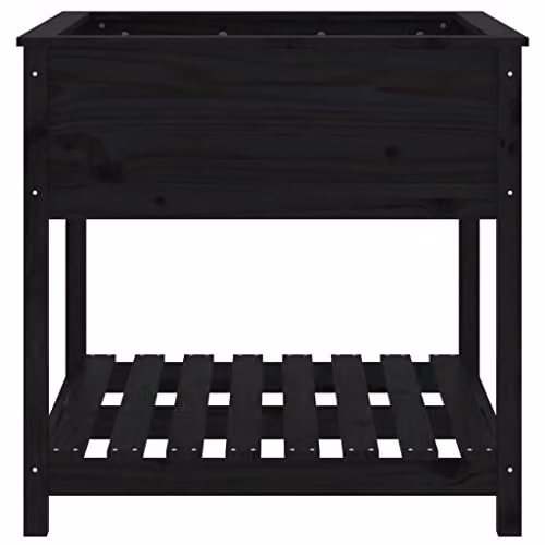 vidaXL Planter with Shelf in Black Solid Pine Wood W/D/H: 82.5 x 82.5 x 81 cm – 4