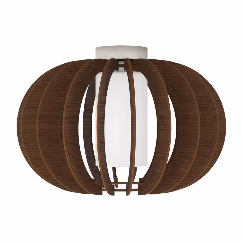 Eglo Stellato 3 Modern Round Ceiling Light in Brown with Wood and Glass – 2