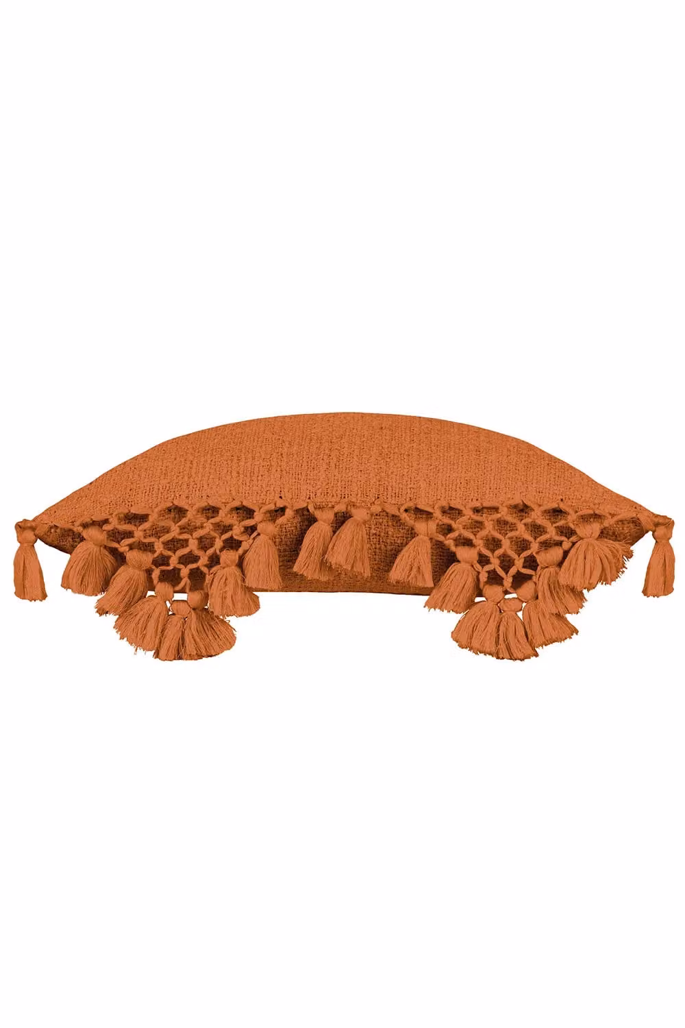 Anko Boho Cotton Macrame Tassel Trimmed Square Cushion in Orange, W/D/H: 45 x 45 x 45 cm – 2