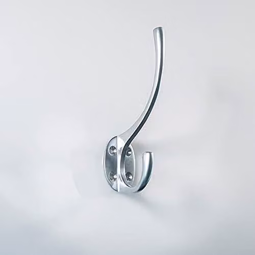 Loops Victorian Hat and Coat Hook on Oval Backplate in Satin Chrome with 64mm Projection