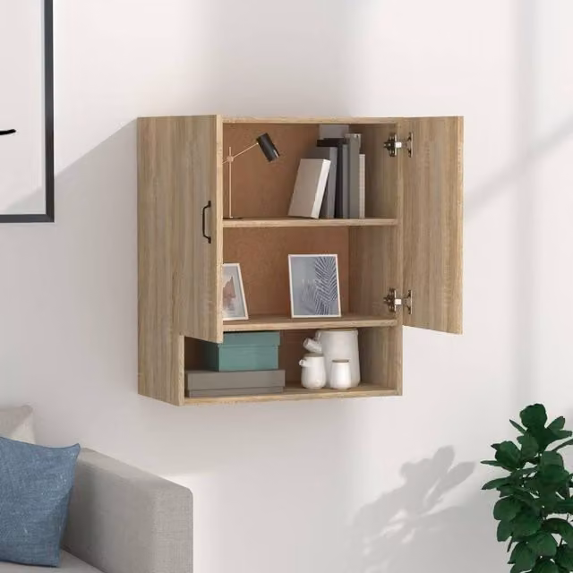 Berkfield Home Wall Mounted Cabinet in Sonoma Oak, W/D/H: 60 x 31 x 70 cm
