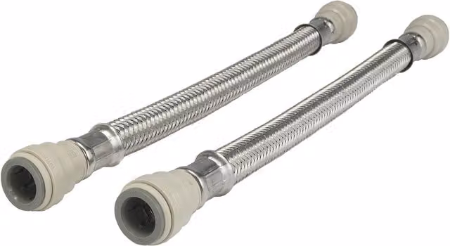 John Guest Braided Stainless Steel Hose, Silver, Pack of 2