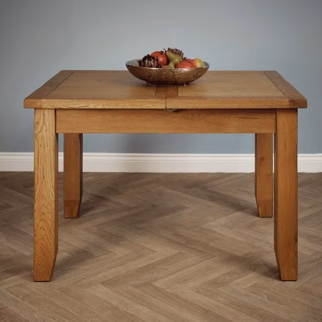 Elm Home And Garden Rustic Oak Extendable Rectangular Dining Table in Brown