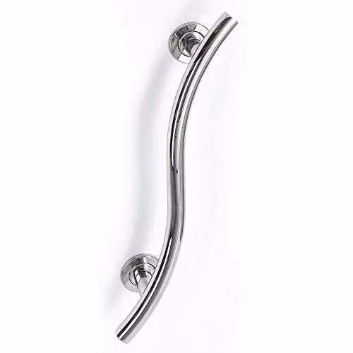 NRS SPA Stainless Steel Curved Grab Rail in Silver, W: 65 cm, H: 62 cm, D: 10 cm