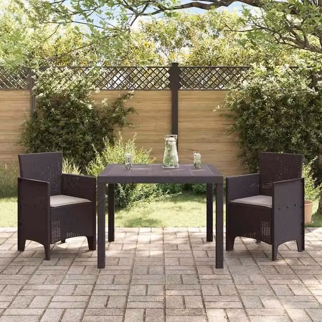 Berkfield Home Modern Garden Dining Set, Set of 3, Dark Brown Polypropylene