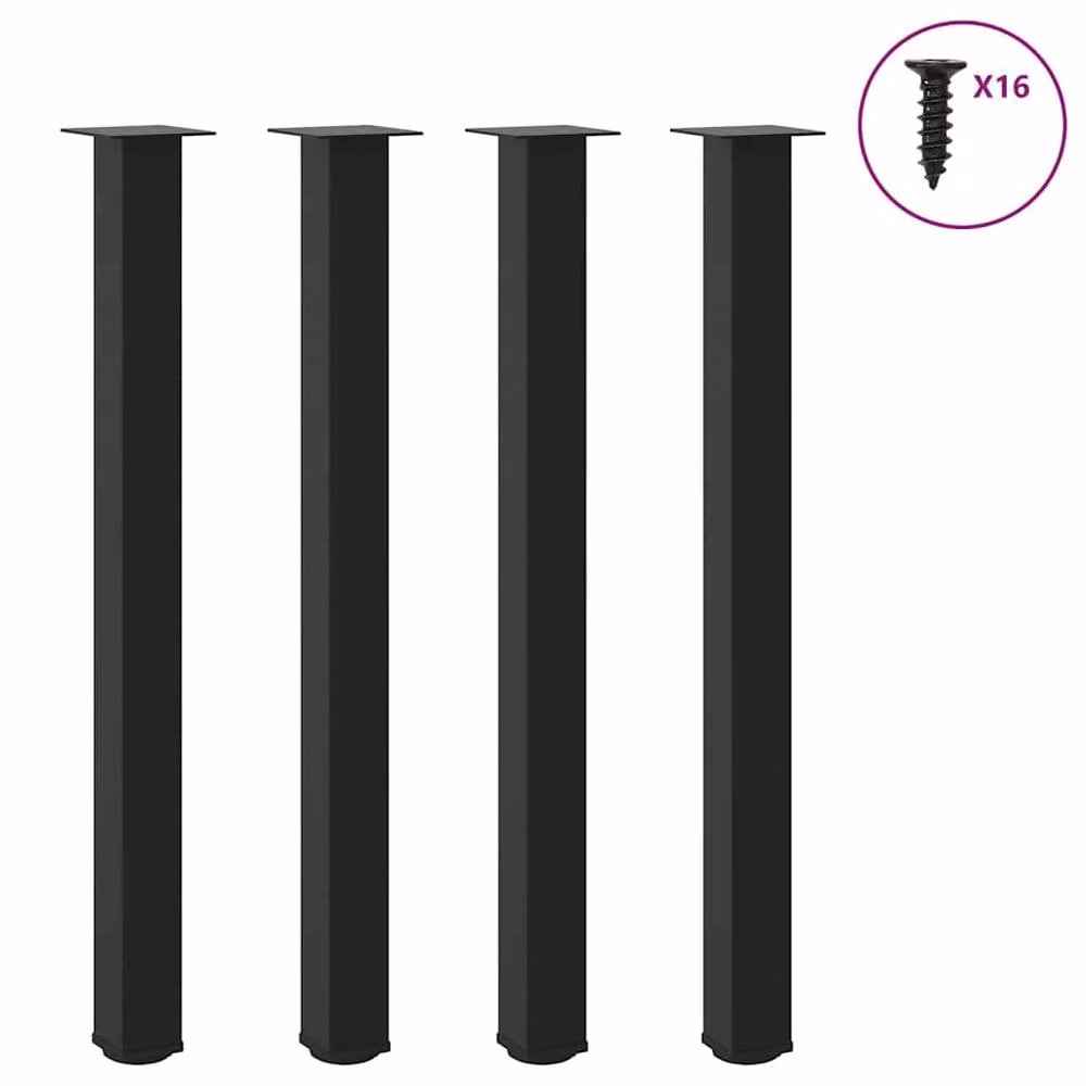Berkfield Home Modern Coffee Table Legs, 4 Pieces, Black Matt Steel, Height: 110 cm – 1