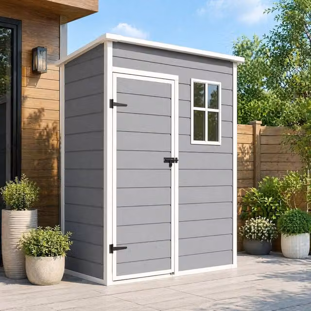 STILVORA Modern Grey Garden Shed with Floor, Lockable Door and Side Vent