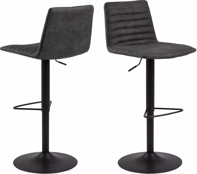 Furniture To Go Kimmy Bar Stool Set of 2 in Grey Anthracite Fabric