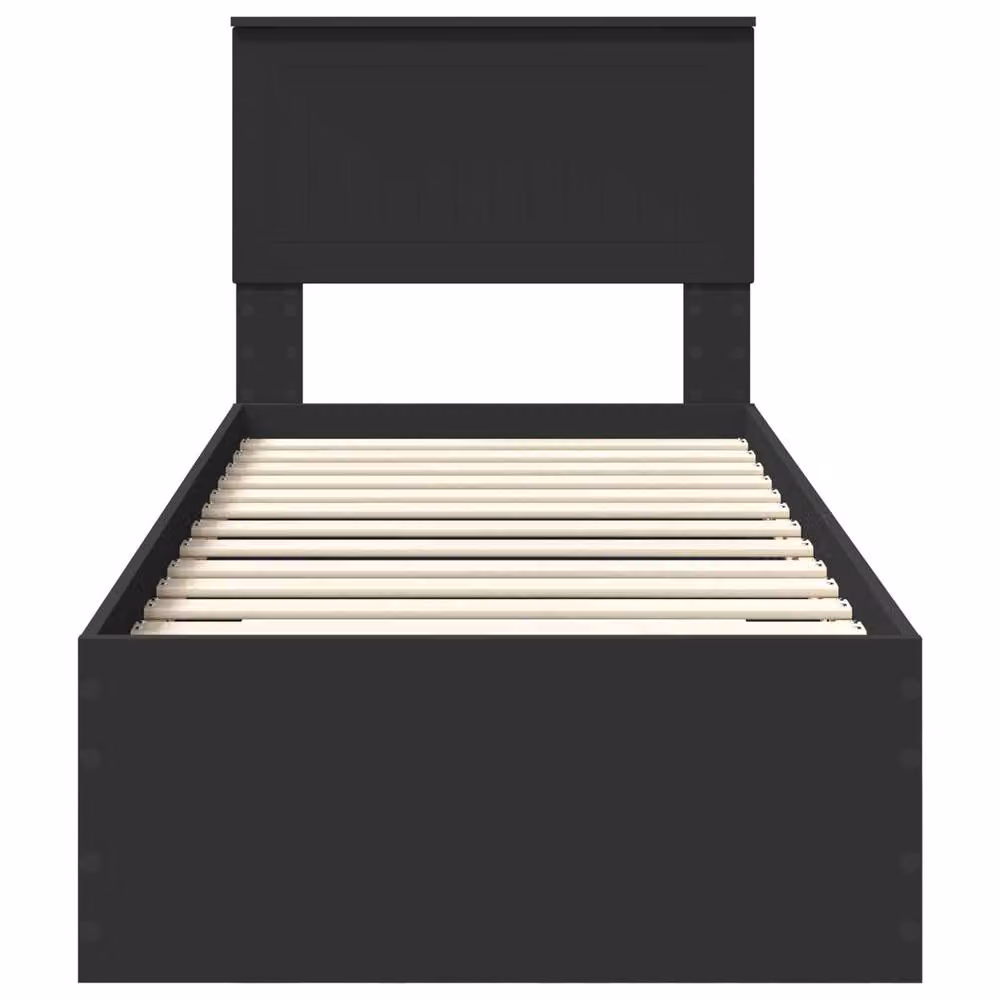 Berkfield Home Modern Bed Frame with Drawers in Black and Silver, Engineered Wood, W: 75 cm x L: 190 cm – 3