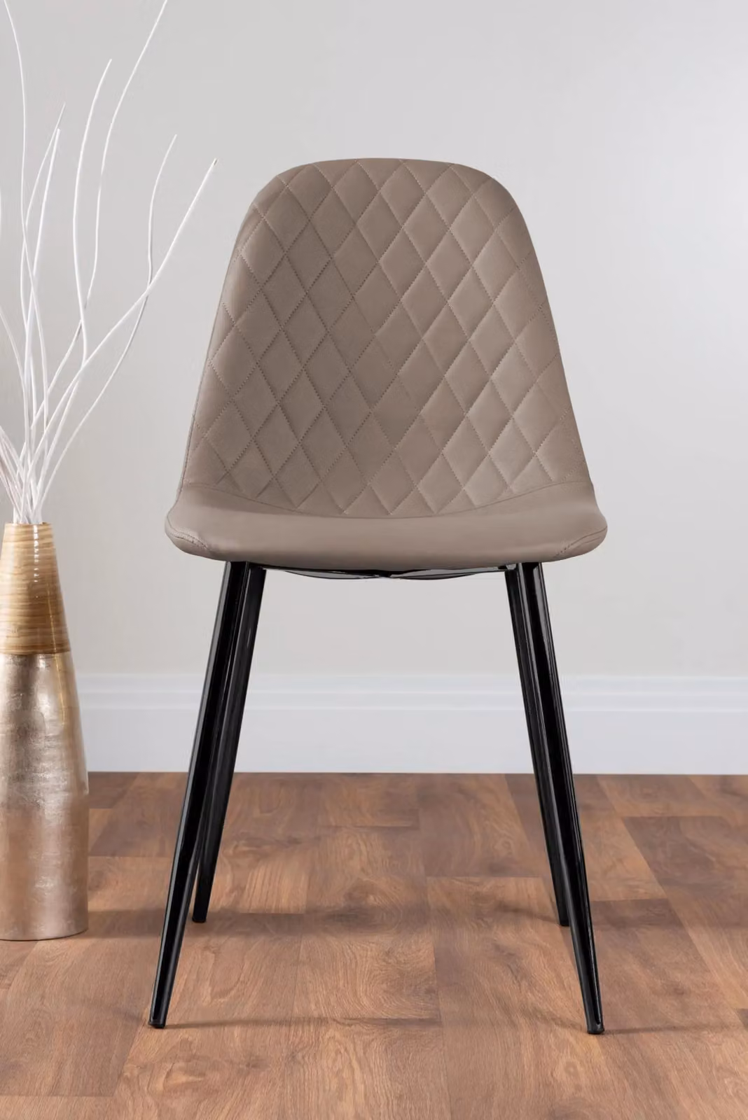 FurnitureboxUK Novara Round Glass Dining Table and Four Corona Faux Leather Chairs in Beige and Black – 5
