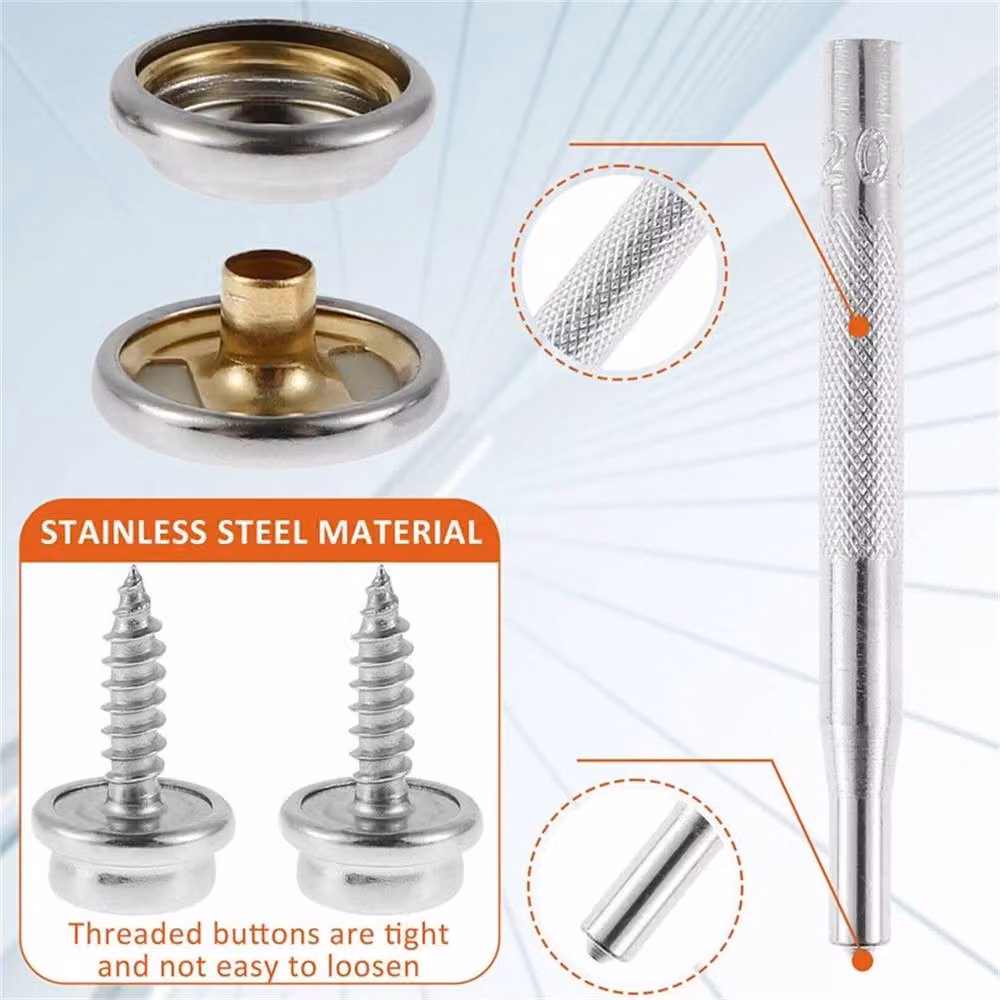 Nordara 156-Piece Heavy Duty Stainless Steel Snap Fasteners Kit with Pliers Tool in Orange – 4