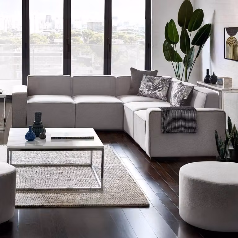 Cheshire Lago Grey Fabric L-Shape Corner Sofa with Scatter Cushions