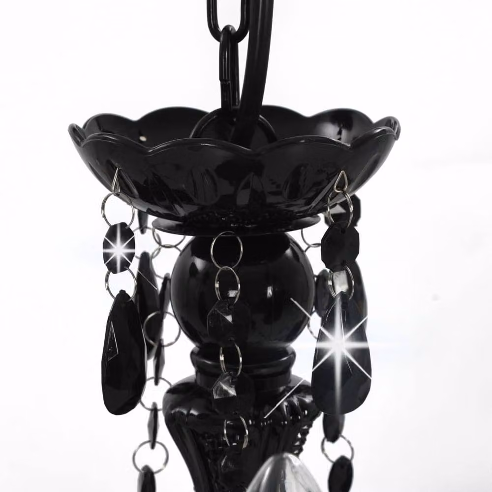 Berkfield Home Round Chandelier with Black Beads and Glass, 3 x E14 – 2