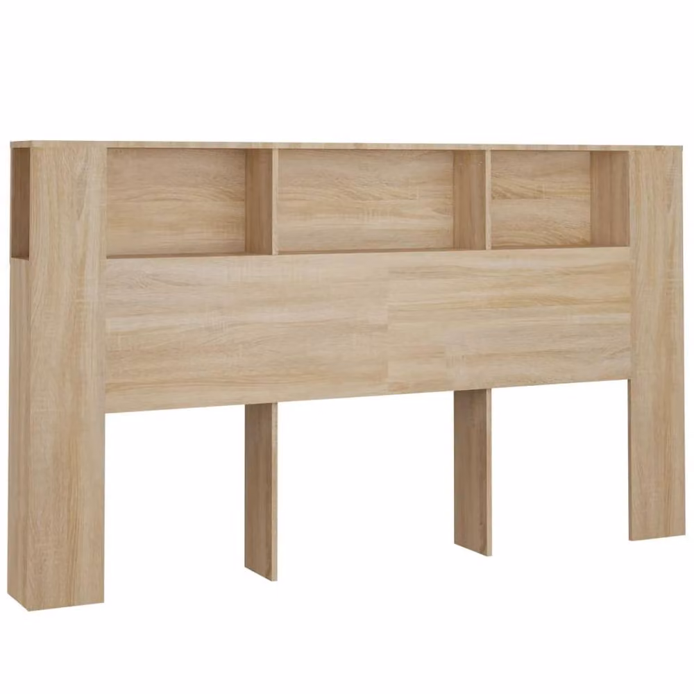 Berkfield Home Sonoma Oak Headboard Cabinet with Integrated Shelf, Light Brown, W: 180 cm, D: 18.5 cm, H: 104.5 cm – 2