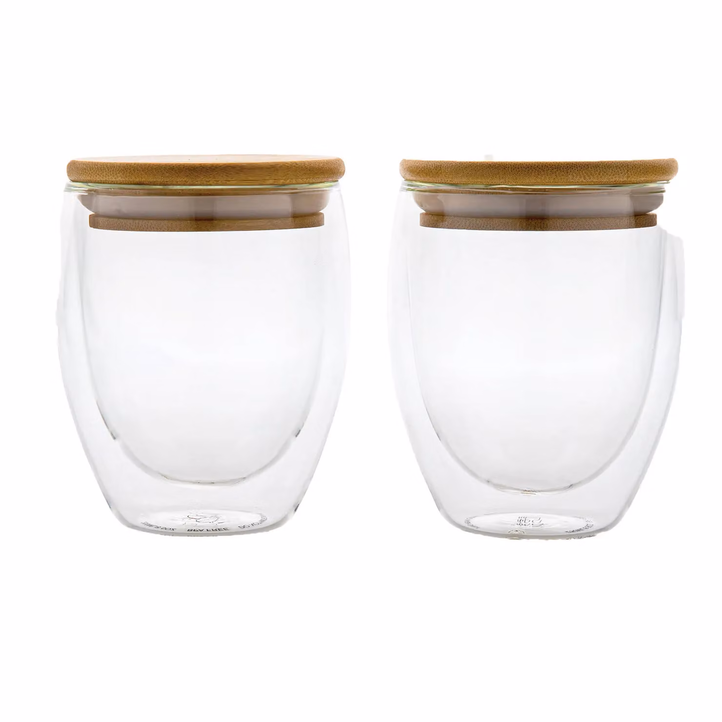 XD Design Double Wall Bamboo Glass Tumbler, Clear, 250 ml, Pack of 2 – 2