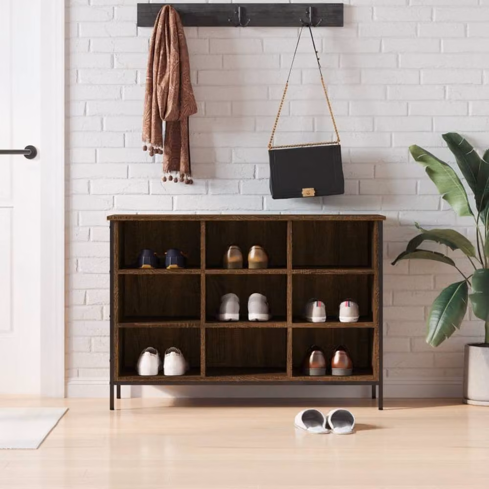 Berkfield Home Industrial Shoe Cabinet in Brown Oak, W/D/H: 100 x 35 x 70 cm – 2