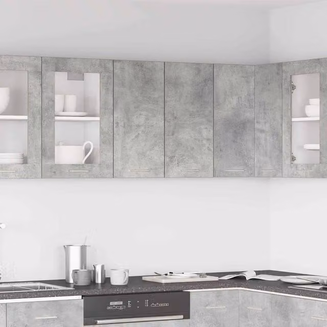 Berkfield Home Kitchen Wall Cabinet in Concrete Grey, W: 60 cm, D: 31 cm, H: 60 cm