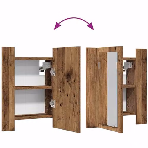 vidaXL LED Bathroom Mirror Cabinet in Rustic Old Wood, W/D/H: 40 x 12 x 45 cm – 2