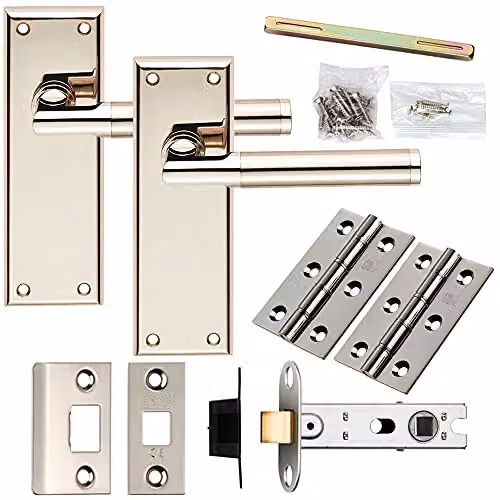 Loops Door Handle and Latch Pack in Polished and Satin Nickel Silver