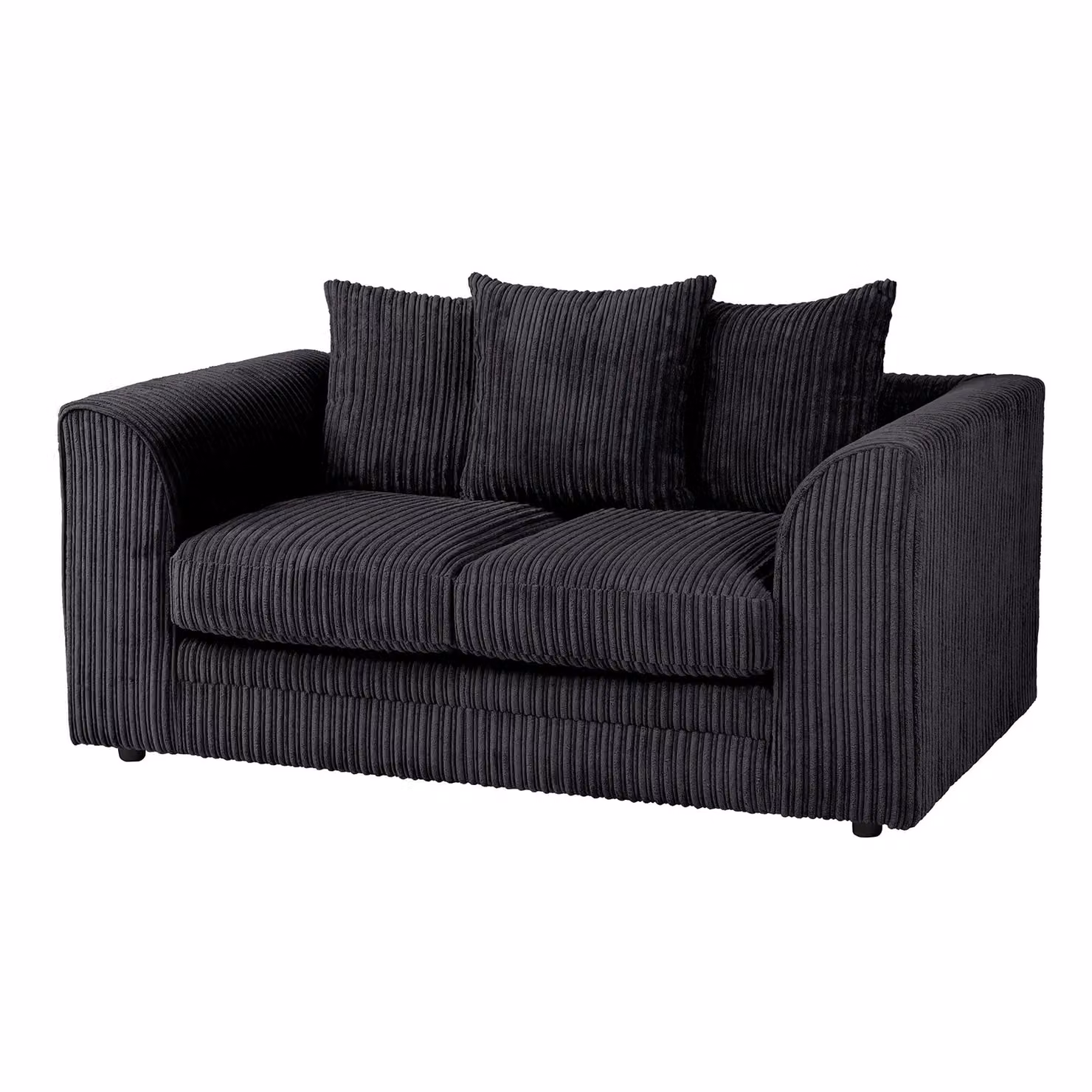 LUXURY LIFE Dylan 2 Seater Sofa in Black Jumbo Cord Fabric – 2