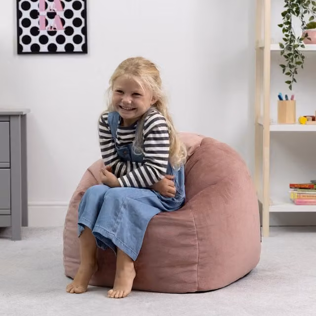 icon Kids Kingston Velvet Bean Bag Chair for Children in Dusk Pink – 1